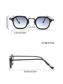 1副男女通用方形复古休闲时尚太阳镜 - 彩色 - 查看 2