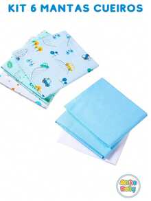 Set Of 6 Baby Swaddle Blankets, Flannel, Printed, 100% Cotton, 80cm X 50cm - 6 - 男性 - 查看 10