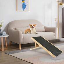 Freestanding Dog Ramp Pet Puppy Ramp Adjustable Heights Non-Slip Carpet Stair - Black - View 5