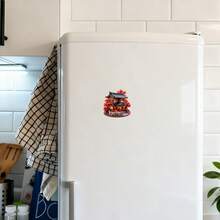 京都传统町屋秋枫冰箱贴：黑瓦屋顶、木格窗、温暖的光芒、鲜艳的红枫叶和石灯笼，以及凸起的“京都”字样——将日本古都的静谧夜晚带到您的冰箱上 - 京都日式町屋 - 查看 4