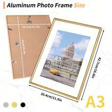 HIMEETIME 1个30x40厘米铝制相框，A4黑色相框，现代简约风格，30x40厘米A3/A4相框，家居装饰相框，简约时尚壁挂或桌面相框，金色/银色/玫瑰金/黑色 - 鋁合金相框 - 查看 10