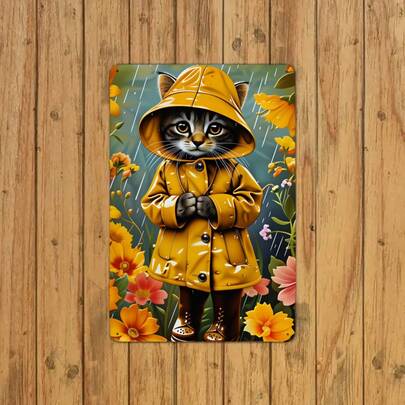 1 biển hiệu kim loại hình mèo ngộ nghĩnh kiểu cổ điển - Trang trí tường trong nhà/ngoài trời phong cách mộc mạc, trang trí nhà nông thôn duyên dáng - Kích thước 8x12 inch, cấu trúc sắt bền chắc, dễ treo, thích hợp cho nhà ở, phòng ngủ, văn phòng, phòng học, phòng ăn, quán bar, quán cà phê, trường học, thư viện, cửa ra vào, nhà để xe.