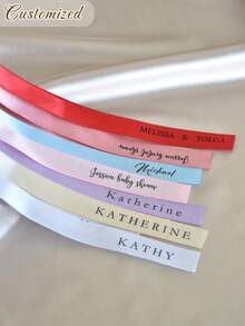 Personalized Wine Glass Ribbon, Custom Wedding Champagne Glass Bow Personalized Satin Ribbon Name Tags Drink Name Tags Name Place Cards - Multicolor - View 5