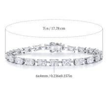 MDFUN 18K白金鍍經典網球手鍊，6x4mm長方形白色立方鋯石，適合婚禮、派對與日常配戴的永恆珠寶 - 白色-長方形 - 查看 7