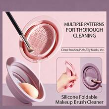Bát rửa cọ trang điểm bằng silicon có thể gập lại, thiết kế tiện dụng dễ dàng rửa sạch, dụng cụ trang điểm nhanh khô, hộp đựng đồ trang điểm thiết yếu để làm sạch bông trang điểm và tất cả các loại cọ trang điểm. - Bộ dụng cụ sấy và giặt - Xem 2