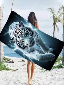 Khăn tắm biển sợi siêu mịn, mềm mại, nhanh khô 250g | Kích thước có sẵn: 70*140cm/90*180cm | Họa tiết hoa hổ trắng | Khăn tắm di động thấm hút cao, trang trí phòng tắm, thích hợp cho bơi lội mùa hè, du lịch, cắm trại, tập thể dục - Nhiều màu - Xem 6