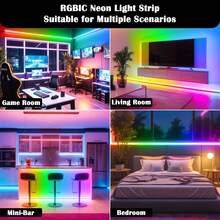 RGB IC Smart Neon Light Strip With USB Interface, Controllable Via Infrared Remote Or Smart App. Dimmable, Color-Changing, Flexible Ambient Light Strip, Suitable For Home Decoration, Game Rooms, And Festive Party Lighting. Comes With Clips For Easy Installation. - Smart Neon Light Strip - View 7