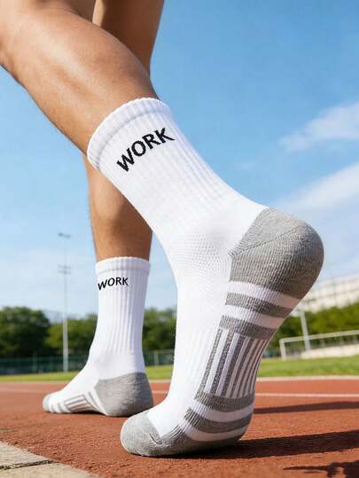 1/4/6/8/12/18 Pairs Men's Sports Socks, Outdoor Running, Basketball, Walking, Volleyball, Hiking Casual Socks, Comfortable Durable Odor-Resistant Mid-Calf Socks