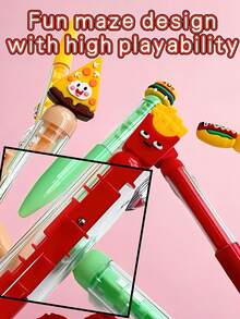 4-Color Cute Shaped Creative Maze Pen - Hamburger And French Fries Food-Shaped Soft Gel Tip Design - 0.7mm Black Ballpoint Pen - Twistable Tip For Smooth Writing - Highly Playable Dopamine-Colored Ballpoint Pen - 多色 - 查看 7