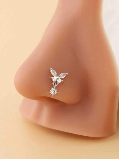 1个蝴蝶鼻钉，新款鼻部穿孔饰品，适合女性日常佩戴