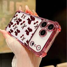 Cherry Bows Pattern Transparent Phone Case, Full Coverage Four-Corner Anti-Drop Cover For IPhone 11 12 13 14 15 16 17 Air Pro Max Plus - 藍色 - 查看 5