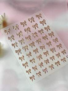 蝴蝶结美甲贴纸，1张粉色5D立体浮雕自粘DIY美甲贴纸 - 适合女孩和女士的美甲用品和美甲饰品 - 春夏美甲，适合家庭美甲沙龙 - 彩色 - 查看 5