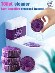 Lavender Scented Toilet Cleaning Effervescent Tablets, Toilet Cleaner To Remove Odor And Limescale, Household Cleaning Essential, Long-Lasting Fragrance, Suitable For Toilet, Bathroom, Automatic Deodorizing, Effectively Removes Stains And Phosphate Deposits, Universal Household Cleaning Tool - Multicolor - View 1