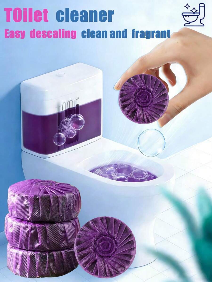 Lavender Scented Toilet Cleaning Effervescent Tablets, Toilet Cleaner To Remove Odor And Limescale, Household Cleaning Essential, Long-Lasting Fragrance, Suitable For Toilet, Bathroom, Automatic Deodorizing, Effectively Removes Stains And Phosphate Deposits, Universal Household Cleaning Tool - Multicolor - View 1