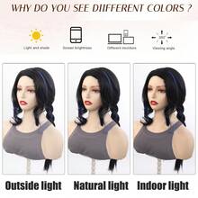 Tóc giả tổng hợp 24 inch, tóc giả cosplay Daria cho Halloween, tóc giả hóa trang tết đôi màu đen. - Màu dương cầm - Xem 9
