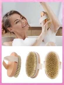 Bàn chải massage lông lợn rừng, bàn chải tẩy tế bào chết lông tự nhiên, bàn chải khô toàn thân, bàn chải tắm, massage các điểm huyệt đạo để loại bỏ da khô, bàn chải tắm tẩy tế bào chết, giúp dẫn lưu bạch huyết và tuần hoàn máu, bàn chải tẩy tế bào chết toàn thân dùng được cả khi ướt và khô, bàn chải massage toàn thân mềm mại khi tắm, tẩy tế bào chết sâu cho làn da mịn màng. - Màu be - Xem 2