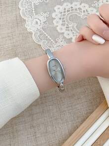 1pc Women's Square Gold Watch, Minimalist & Fashionable, Suitable For Daily Wear, Best Gift Choice For Holidays - Silver - View 4