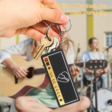 Caja portapicks de guitarra con llavero de guitarra, portapicks con estilo de altavoz de amplificador con 5 picks de guitarra de celuloide, set de caja de almacenamiento de picks de guitarra para aficionados a la música y guitarristas - Caja portapúas-2 - Ver 6