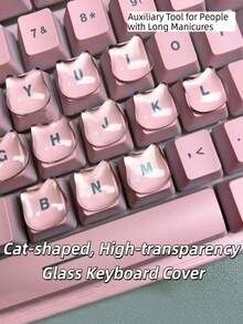 50pcs Cat & Heart Themed Keyboard Stickers, Cute Laptop/Desktop Keyboard Decor Stickers, For Typing & Gaming, Charming Accessory For Women, 1 Set - View 2