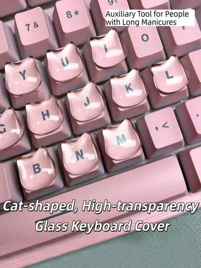 50pcs Cat & Heart Themed Keyboard Stickers, Cute Laptop/Desktop Keyboard Decor Stickers, For Typing & Gaming, Charming Accessory For Women, 1 Set