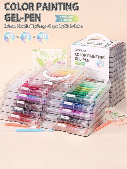 99/72/45 قطعة مجموعة أقلام جل سريعة الجفاف ذات سعة كبيرة، تصميم رأس 0.6 مم لتدفق حبر متساوٍ، كل قلم بلون مختلف، مناسبة للمكتب والدراسة وتدوين الملاحظات والرسم وال- DIY والتأشير وبطاقات التهنئة، هدية عودة إلى المدرسة، تأتي في عبوة مصممة مع بطاقة ألوان