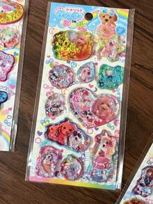 日系可爱3D摇摇贴纸 - 闪亮卡通女孩和小狗摇摇贴纸，适用于剪贴簿、日记本、手机壳和DIY手工制作 - color - 查看 7