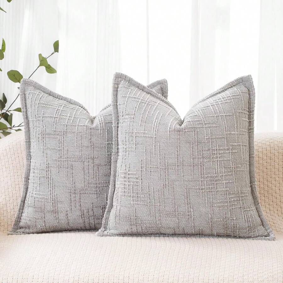 45x45cm Soft Faux Cashmere Pillow Cover, Decorative Solid Color Cushion Cover For Living Room, Bedroom, Sofa, Chair - Light Grey - View 1