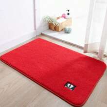 Alfombra de baño absorbente y gruesa de felpa sintética antideslizante para la entrada suave y duradera ideal para hogar - Rojo - Ver 1
