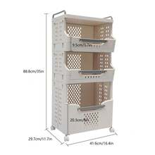 RibasuBB 3-Tier Foldable Laundry Organizer With Wheels, Stackable Rectangular Hamper With Brakes, Foldable Space-Saving Laundry Basket For Small Spaces - Black and White - View 2