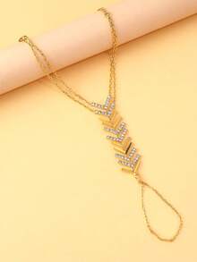 1 chiếc vòng đeo tay bằng pha lê hình học có thể điều chỉnh, phụ kiện đeo ngón tay hình xương cá sang trọng, thích hợp làm quà tặng. - hình học - Xem 5