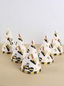 6 piezas Sombreros de papel con patrón de vehículos de construcción, sombreros de fiesta con tema de construcción, sombreros de cumpleaños con tema de construcción, decoraciones de fiesta de cumpleaños, accesorios de fiesta de celebración, decoración de baby shower, fiesta de cumpleaños, decoraciones de fiesta de cumpleaños con tema de construcción, suministros de fiesta de cumpleaños, accesorios de foto de fiesta de cumpleaños, decoraciones de cumpleaños, regalos de cumpleaños, recuerdos de fiesta - vehículo de ingeniería - Ver 7