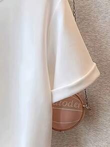 1 Piece Spring/Summer Simple Round-Neck Fashion Loose Versatile Casual Short-Sleeve T-Shirt Women's Top With Printed Pattern New Arrivals 100% Cotton Mother's Day Gift - trắng - Xem 6