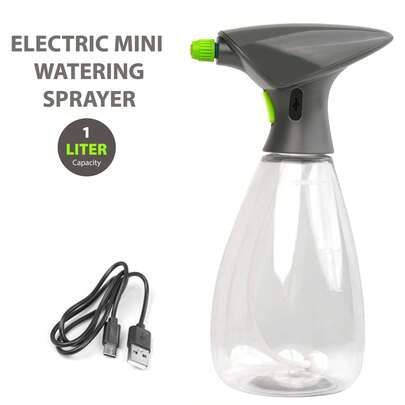 Crystals 1L Electric Garden Sprayer Battery Powered Plant Mister USB Rechargeable Spray Bottle Adjustable Nozzle Indoor Outdoor Watering Tool