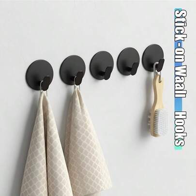 Easy-To-Install Stainless Steel Towel Hook - Stylish Black, Suitable For Bathrooms And Kitchens, Ideal For Bathrobes, Clothes, Hats, Keys.