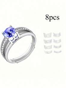 8pcs Transparent Silicone Ring Size Adjusters, Unisex, Adjustable Ring Size Without Replacement - Ring Adjuster - View 12