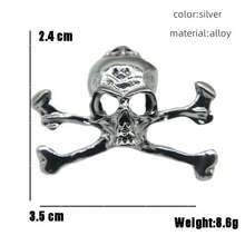 1 chiếc ghim cài áo hình đầu lâu tráng men phong cách Punk bằng hợp kim, phụ kiện thời trang nam. - Trâm cài hình đầu lâu - Xem 5