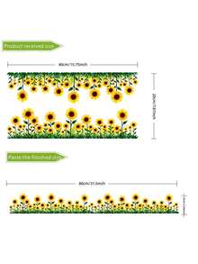 1pc Sunflower Wall Sticker, Baseboard Decor Floral Sticker, PVC Material Self-Adhesive Removable, Decor For Bedroom, Kitchen, Balcony, Bathroom, Living Room, Create A Cozy Home - 1PC - View 9