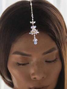 Sparkling Crystal Hair Chain, Elegant Women's Club Party Rhinestone Jewelry Headpiece Accessory, Bride To Be, Hair Accessories For Women - Gold - View 1