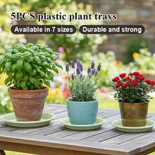 5pcs Round Plastic Flower Pots With Saucers, Leak-Proof Trays For Indoor/Outdoor Gardening, 5/6/7/8/9/11/12 Inch Sizes Available, Durable Anti-Scratch, Easy To Clean, Space-Saving, Can Also Be Used As Bird Bath Or Drip Tray, Suitable For Flower, Grass And Plant Care Enthusiasts - A - View 3