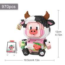 Cute Animal Model Mini Building Blocks, DIY Pasta Jar Piglet, Strawberry Calf, Puzzle Assembly, Home Decor, Stress Relief, Suitable For Gifts, Birthday, Halloween/Thanksgiving/Christmas - Multicolor - View 8