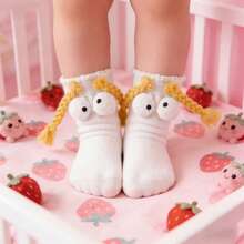 Socks Fashion Cartoon Socks Soft Breathable Toddler Socks With Braids - White - View 1