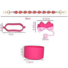 4 piezas Accesorios de decoración de taza, Tapa de pajita con flor de 8-9 mm, Cuerda hecha a mano, Manga de silicona para taza, Anillo de silicona, Apto para tazas de 30-40 onzas, Regalo de Navidad para niñas, Decoración de manualidades DIY, Decoración de Acción de Gracias, Decoración de regalo para amigos, Decoración de fiesta de Navidad, Accesorios (taza no incluida) - Multicolor - Ver 2