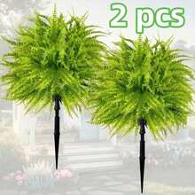 1pc/2pcs/4pcs 44cm Fern Ground Stake, Lifelike Artificial Fern Plants, Suitable Grave Decoration, Valentine's Day Decor, Decor, Indoor/Outdoor Garden Wedding Spring/Summer Decoration - Green - View 10