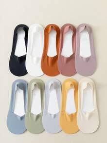 1/5/6/9/10/15/20/21 Pairs Thin Non-Slip Breathable Silky Invisible Liner Socks, Can Be Randomly Sent - Multicolor - View 3
