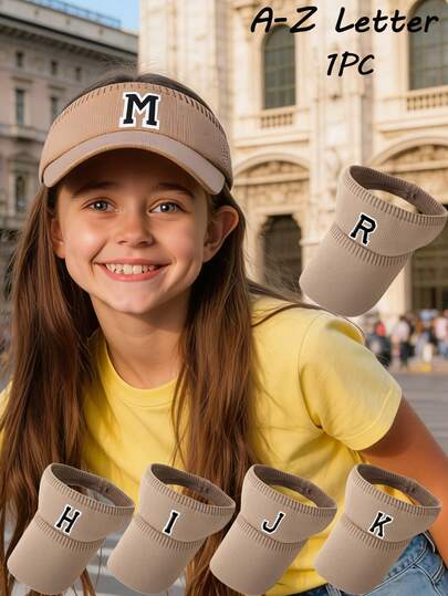 Mũ chống nắng chữ cái A-Z có thể điều chỉnh vành cho trẻ em, thoáng khí, màu trơn, chống tia UV, thích hợp cho các môn thể thao như tennis, golf, chạy bộ, bóng chày, dành cho bé trai và bé gái.