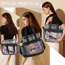 Ladies' Handbags, Beauty Bags, Briefcases, Daily Necessities Storage Bags, Tote Bags For Women, Shoulder Bag, Cartera, Large Tote Bag, Elegant Women's Handbag, Purses And Bags Women, Shoulder Bags For Women, Women Bags,Hand Bags,Cross Body Bag,Suitable For Outdoor Activities, Travel, Commuting, Work, Back To School, Concerts, Gyms, Local Warehouse Delivery 3-7 Days Clear Crossbody Bag, Transparent PVC & Nylon Stadium-Approved Tote With Adjustable Strap, See-Through Design For Daily Use, Gym & Sports Events – Keep Your Essentials Visible & Secure Convertible Clear Tote Bag, Dual-Use Handbag & Crossbody With Transparent PVC & Nylon Material, Perfect For Everyday Outings, Gym Workouts & Stadium Events – Lightweight & Durable Premium See-Through Crossbody Tote, Transparent PVC & Nylon Stadium-Compliant Bag With Multiple Pockets, Ideal For Daily Essentials, Gym Gear & Sports Events – Stylish & Functional For Women & Men - màu đen - Xem 9