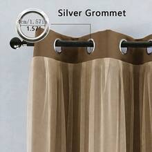 Double-Layer Curtain With Cloth And Sheer Fabric, Modern Minimalist Blackout Curtain, Suitable For Living Room, Bedroom, Balcony, Bay Window Decoration And Partition - Brown - View 3