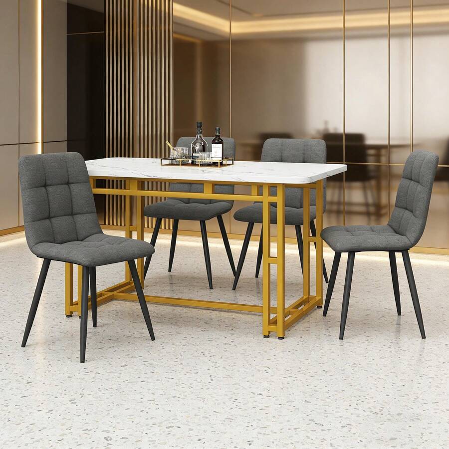 Dining Table & Chair Sets - Golden + MDF - View 1