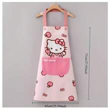 SANRIO Tạp dề nhà bếp Hello Kitty màu hồng bằng nhựa PVC có túi, thiết kế bóng bẩy, thích hợp cho việc nấu ăn tại nhà. - Nhiều màu - Xem 3