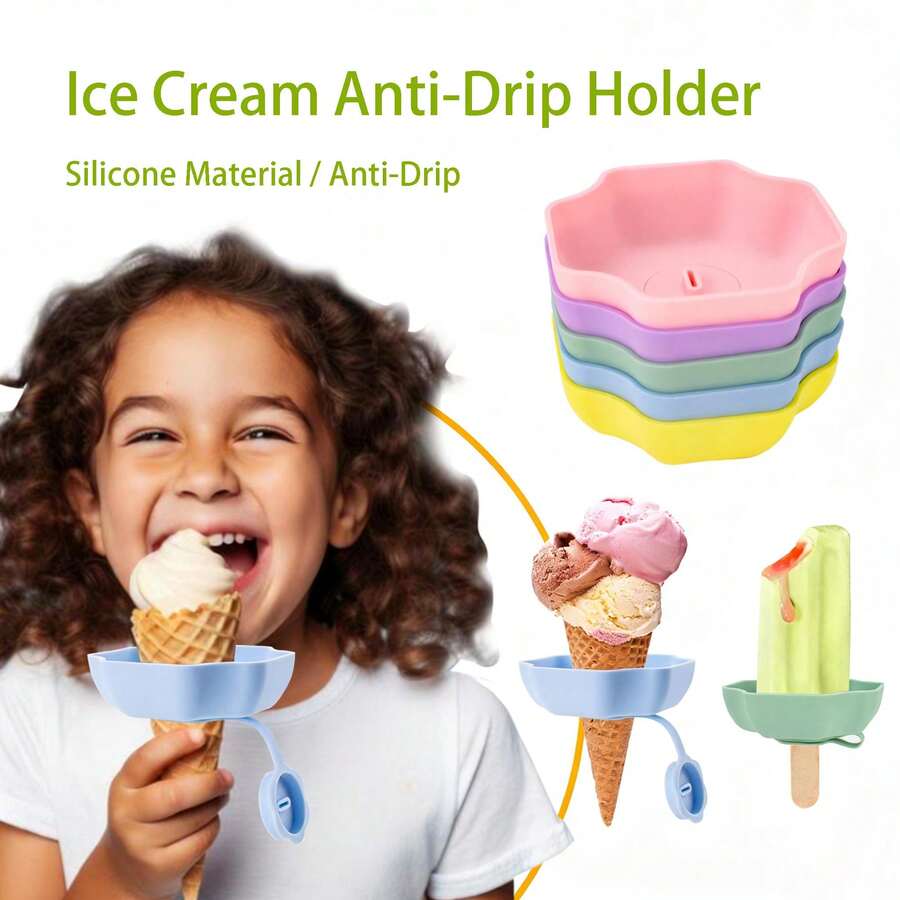 硅胶冰淇淋托架 | 防漏冰棒模具辅助工具（儿童适用） | 多功能冰棒托盘 - 彩色 - 查看 1